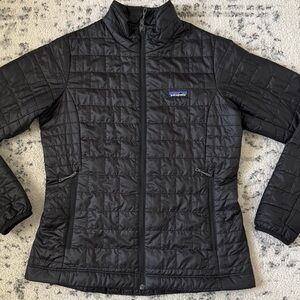 Patagonia Nano Puff Jacket Womens Medium Black Puffer Coat Great Condition